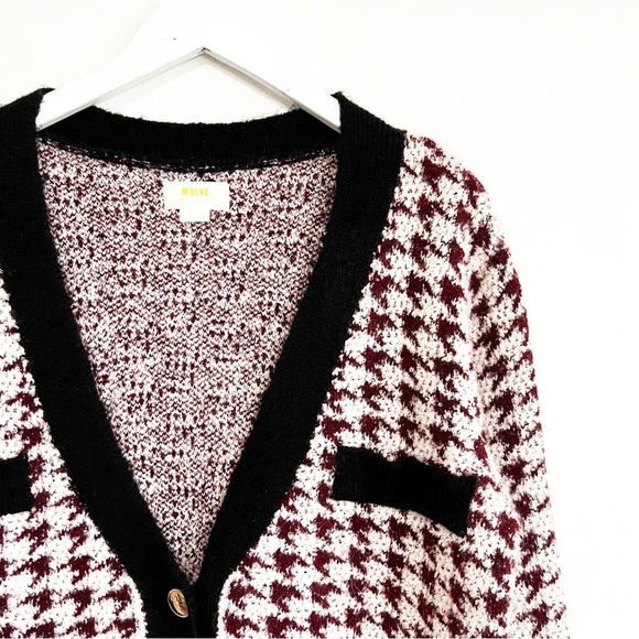Anthropologie Black and Cream Houndstooth Cardigan - Picture 5 of 13